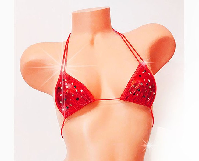 Christmas bedazzled rhinestone Bikini! Shiny, Sexy, Stretchy Bikini - 2 piece set with cord ties