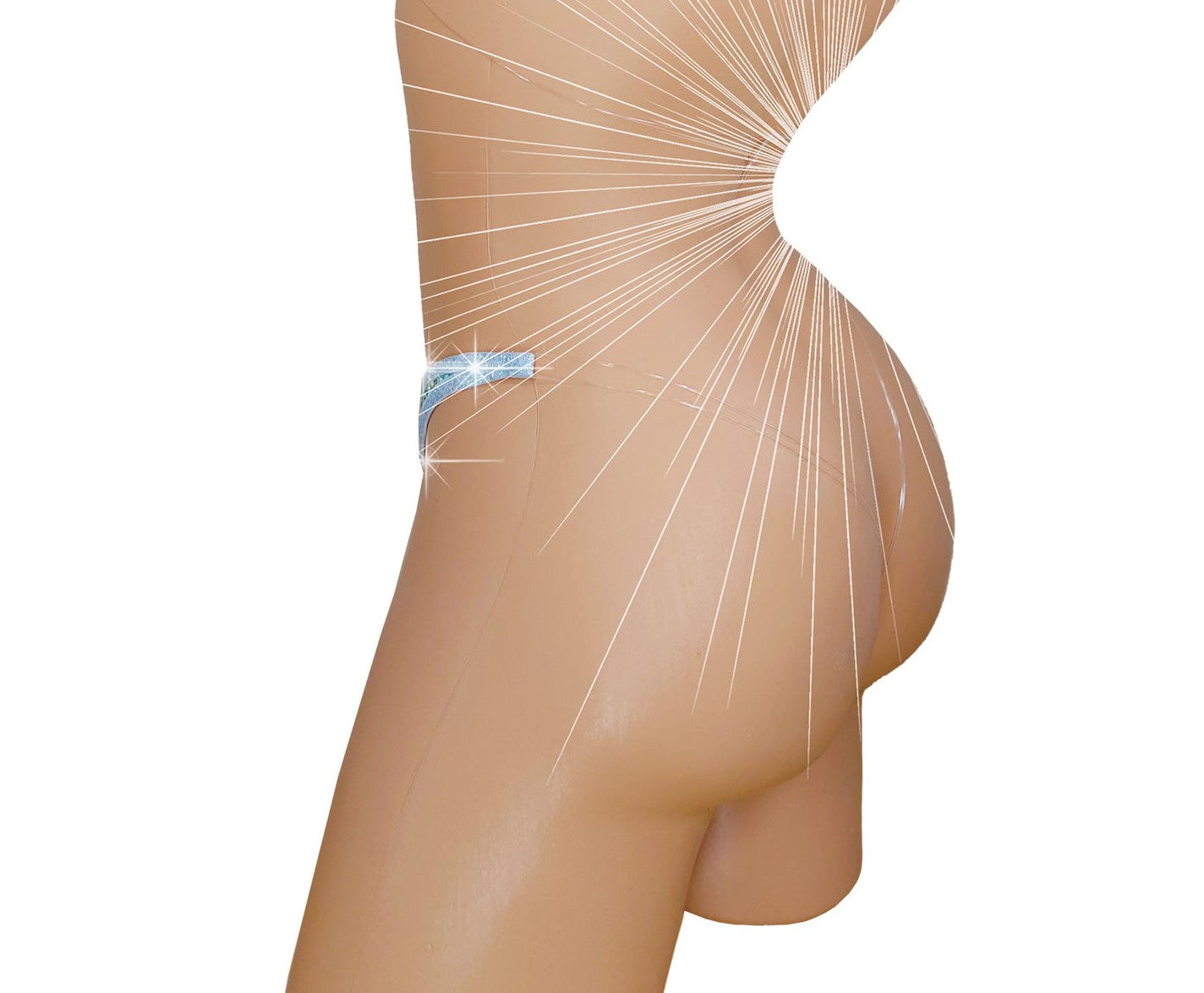 Back view of Extreme micro white hologram clear string bikini.