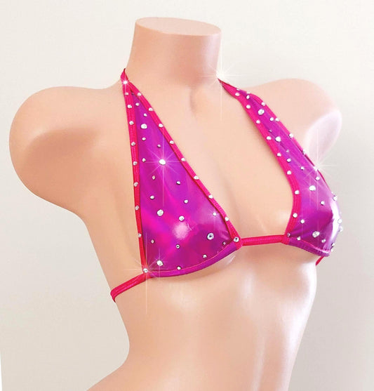 Multisized Crystal Rhinestone Vinyl Halter top - 7 colors!