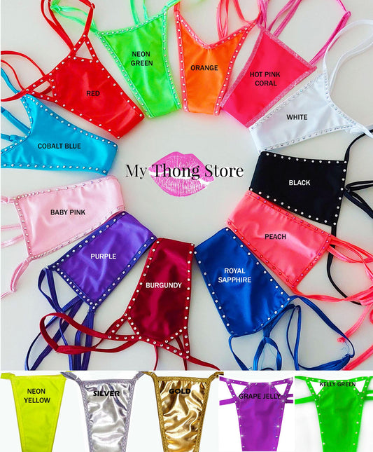 Midnight Diamond Tie Thong - Stripper outfits, exotic dancewear, erotic clothing, Rave and Pole