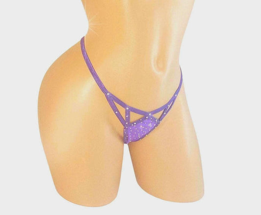 Sparkle Rhinestone Cutout G-string thong with Adjustable waist