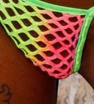 PRIDE Rainbow Fishnet Rave thong: 3 trim colors!