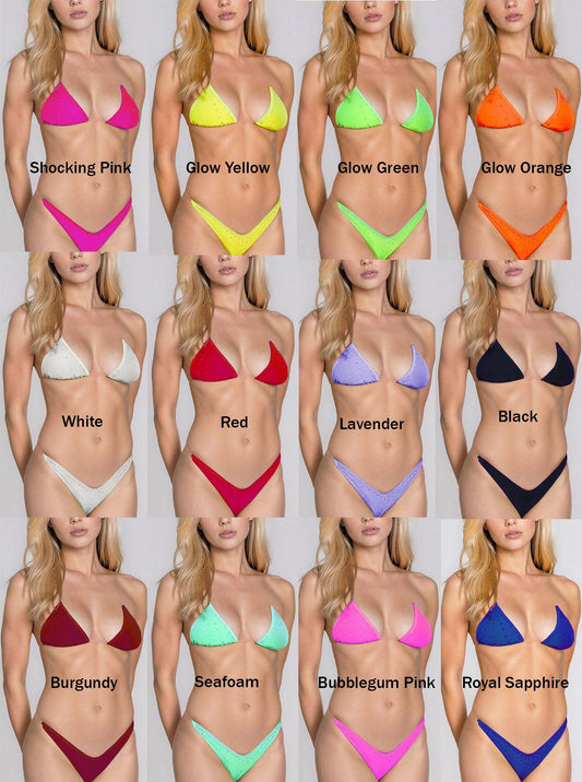 Rhinestone clear elastic Bikini Set -