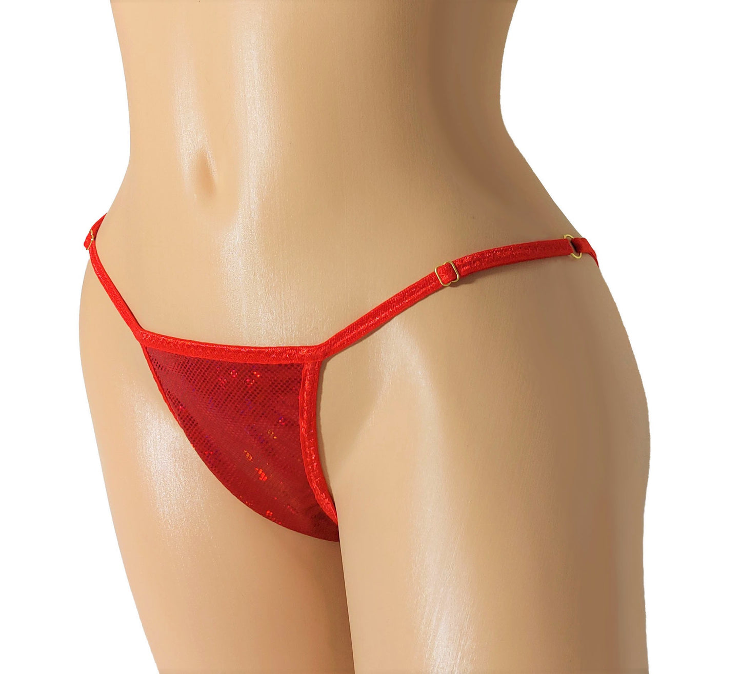 "SASHA" Red hologram adjustable thong bikini * stripper outfits sexy dancer thongs exotic and erotic dancewear clothing