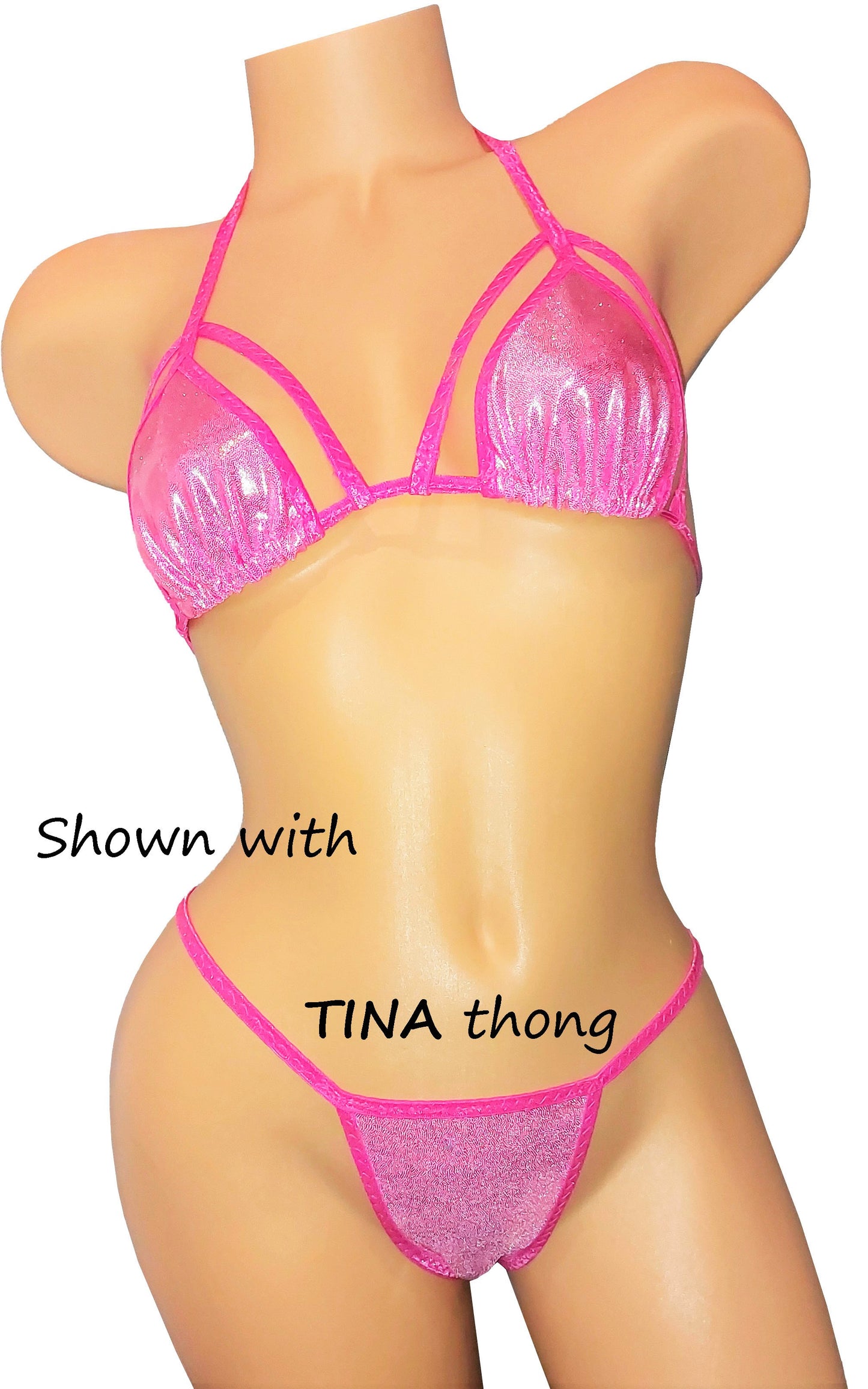 Sexy New 2 piece Pink silver shimmer bikini