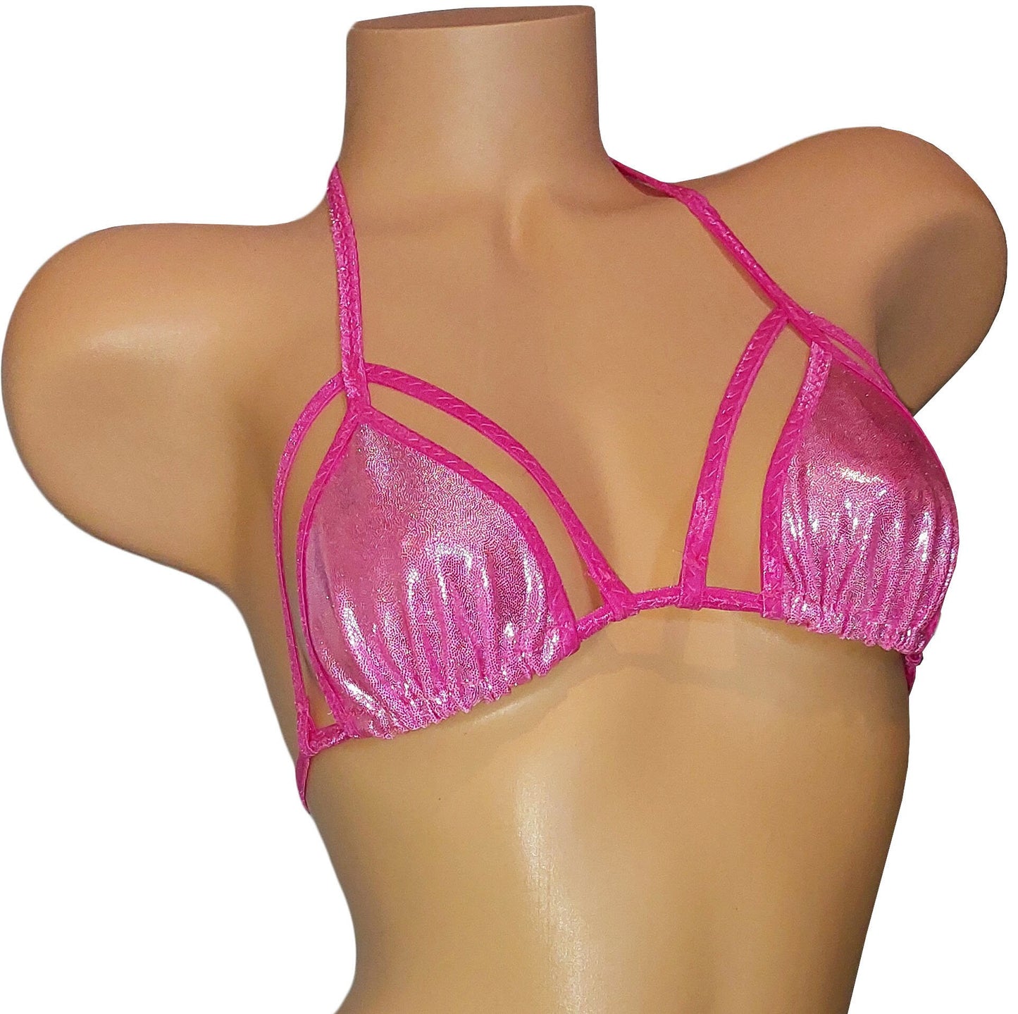 Sexy New 2 piece Pink silver shimmer bikini