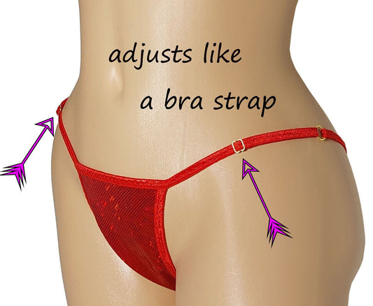 Red Hologram ADJUSTABLE Strap Bikini. Cup sizesAA to DD, bottomsXS to XL Sexy Exotic dancer wear Pole or Rave clothes & Stripper outfits