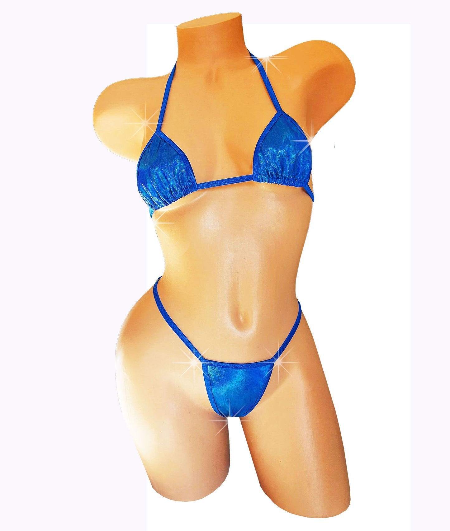 Metallic Blue rave style whale tail Adjustable thong. Adjustable waistband.