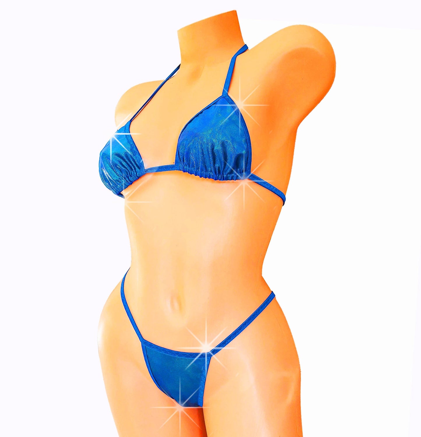 Metallic Blue rave style whale tail Adjustable thong. Adjustable waistband.