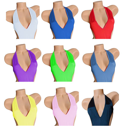 BLACK LIGHT tie Halter top with Adjustable thong Set - AA cup to DD cup