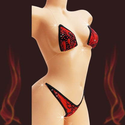 On Fire! Fully lined clear Illusion elastic RHINESTONE set - all adjustable!