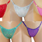 Bridal Rhinestone Hologram clear Invisible elastic Adjustable thong - XS to XL