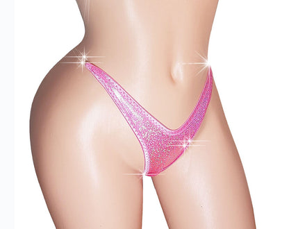 Pink Hologram clear INVISIBLE elastic thong G-string