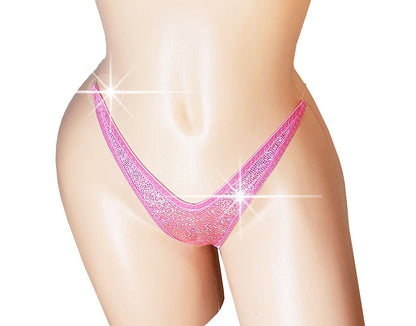 Pink Hologram clear INVISIBLE elastic thong G-string