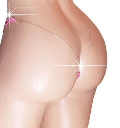 Pink Hologram clear INVISIBLE elastic thong G-string
