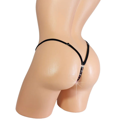 Fire Flame & Hot Pink crystal Rhinestone thong G-string