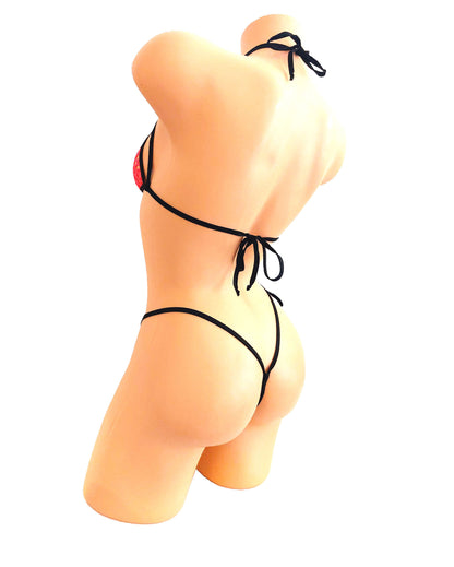 Bright Pink GLOW in BLACK LIGHT Bikini top & Tie Thong - designed for beach, stripper outfits, sexy dancer bikinis, exotic dancewear, SW