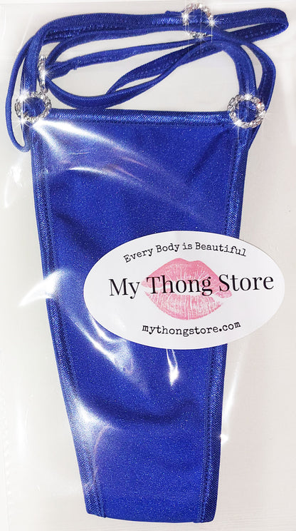 Royal Sapphire Diamond G-string thong * Adjustable diamond straps *