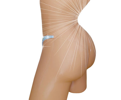 Back view of Extreme micro white hologram clear string bikini.