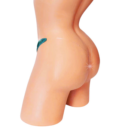 Metallic Green G-string thong with Transparent Clear elastic cords