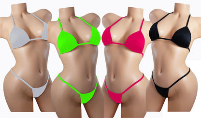 GLOWS in Black Light ADJUSTABLE Whale Tail thong bikini Set - Rave EDM festival Sexy Stripper outfits Exotic dance & pole or bottle girl