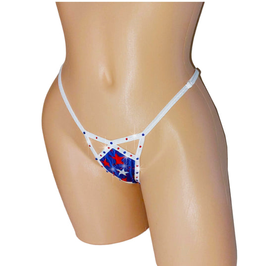 4th of July Flag bedazzled rhinestone Adjustable Cutout bottom NEW