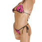 Hot Pink flame bikini with rose colored rhinestones.