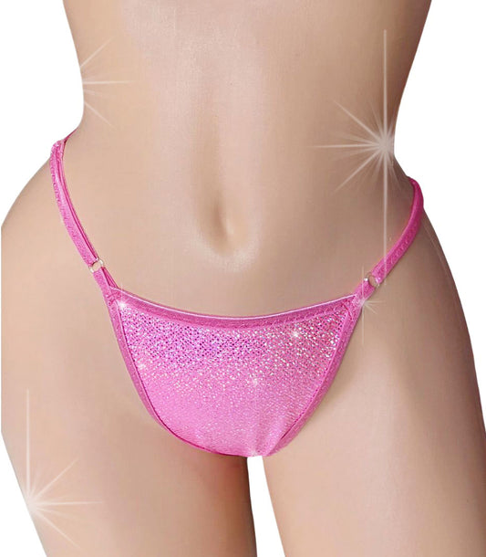Fantasia Thong - Pink Shimmer has Fuller coverage in front & Wider in back - ADJUSTABLE STRAPS!