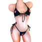 Rhinestone heart pride bikini on a sexy mannequin.