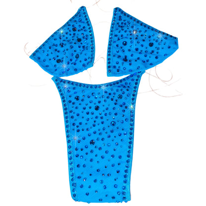 Cobalt Blue Mesh * Tons of sparkle! with Invisible Clear Illusion elastic bikini- AA to DD, XS to XL - Sexy exotic dancer outfits