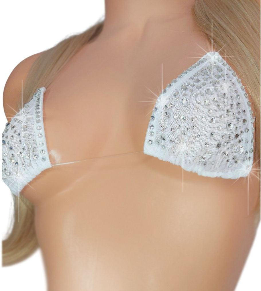 Designer Micro stripper skirt Bikini set - Baby Pink and Rhinestones