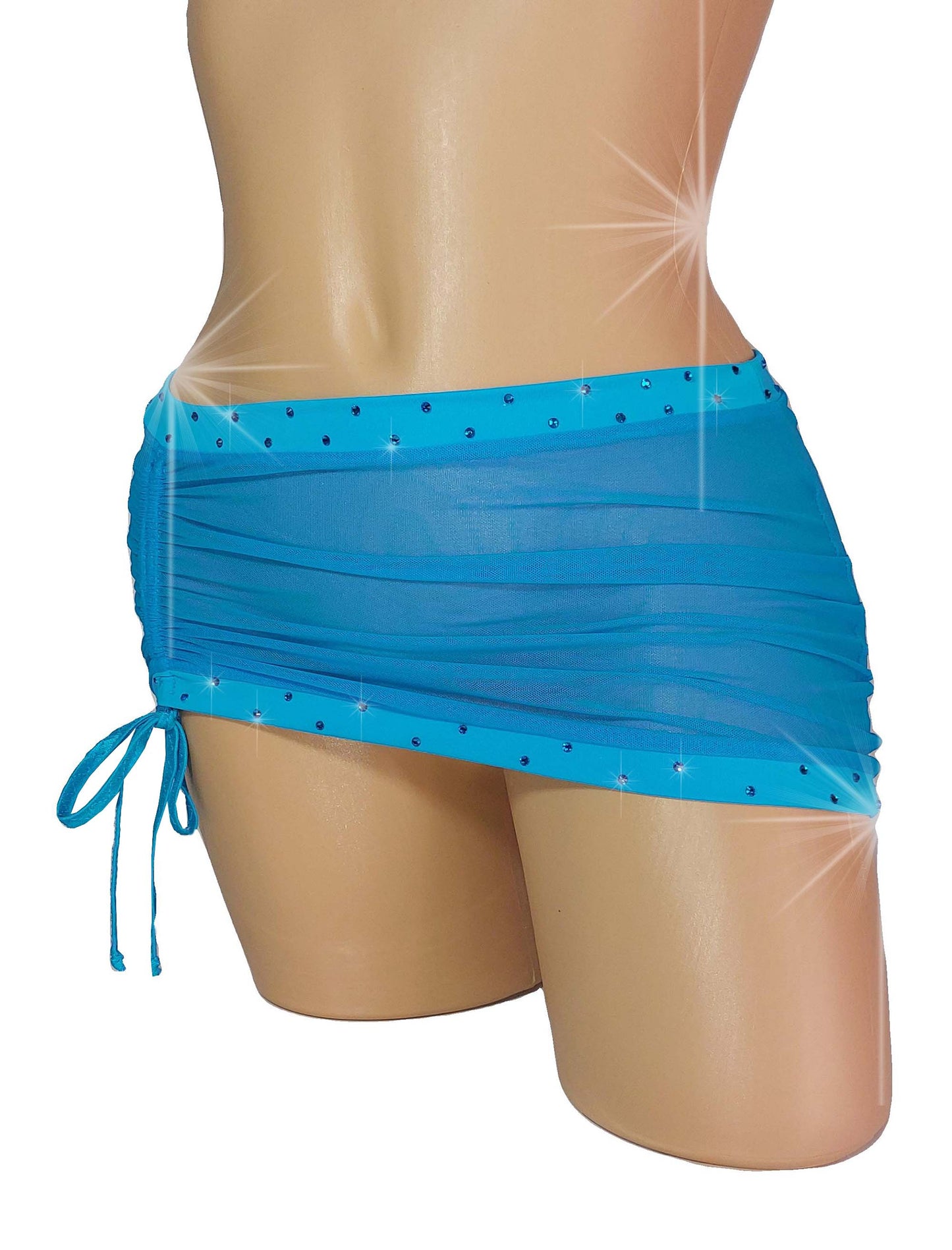 Cobalt Ocean Blue Hike It Up micro mini -12 COLORS! Mesh Rhinestone mini skirt - sexy stripper outfits, exotic dancer, pole dance thongs