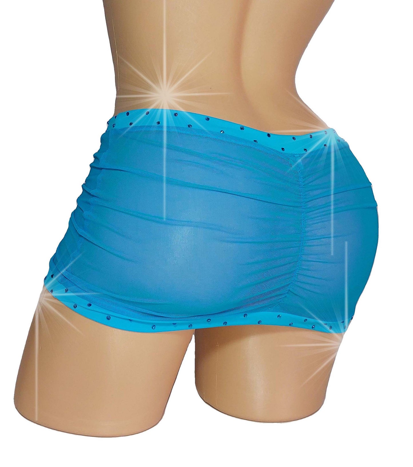 Cobalt Ocean Blue Hike It Up micro mini -12 COLORS! Mesh Rhinestone mini skirt - sexy stripper outfits, exotic dancer, pole dance thongs