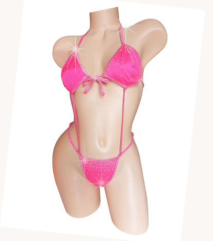 Sexy Rhinestone one piece Thong Micro Monokini