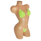 Neon Yellow mesh illusion clear strap bikini encrusted with rhinestones.