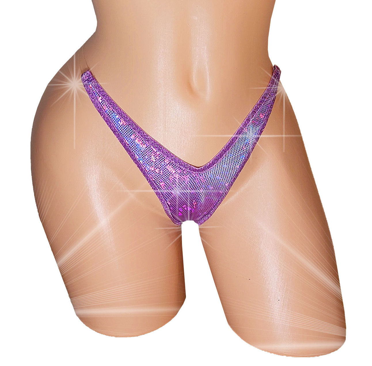 Pretty Purple clearw elastic strap thong G-string