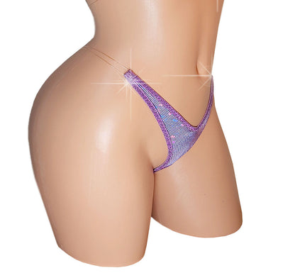 Pretty Purple clearw elastic strap thong G-string