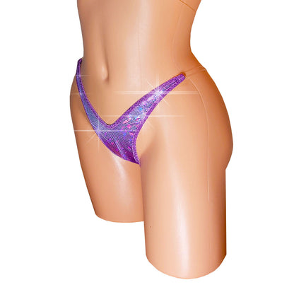 Pretty Purple clearw elastic strap thong G-string