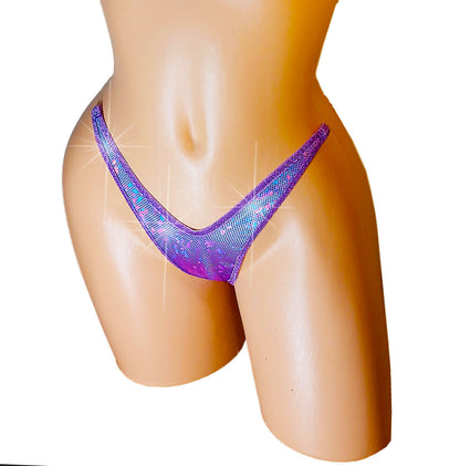 Pretty Purple clearw elastic strap thong G-string