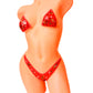 Metallic red holiday bikini with holiday colored rhinestones.