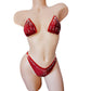 Sophisticated Burgundy with Rhinestones - ADJUSTABLE Clear invisible elastic string thong bikini NEW! Exotic dancewear Stripper Pole dance fits