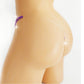 Irridescent purple thong with color changing rhinestones, rear view.