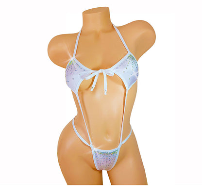 Sexy Rhinestone one piece Thong Micro Monokini