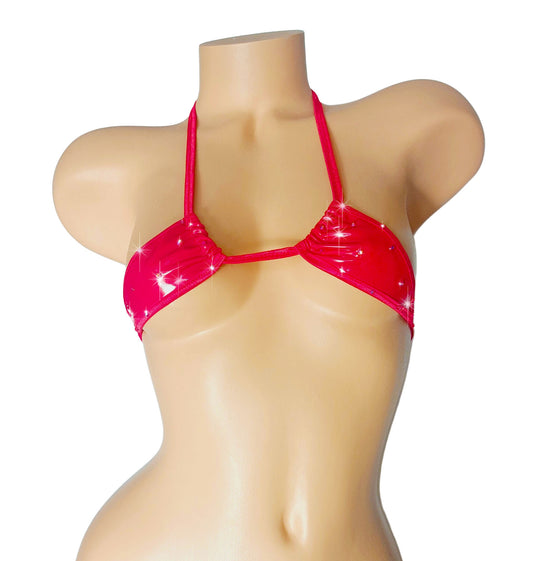Micro Halter Wet Look Vinyl RAVE G-string Bikini Set - New!
