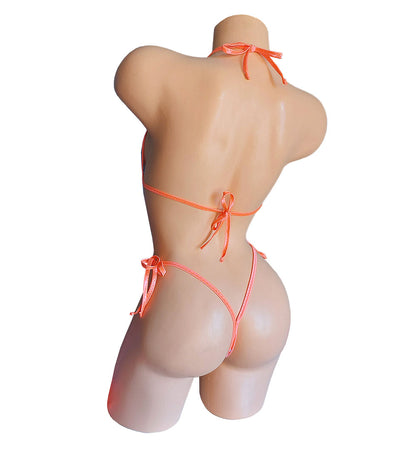 Lined Rainbow fishnet set GLOWS in Black Light! Sexy Fishnet halter & Tie side thong~ 5 CUP sizes! Rave outfits Stripper bikinis Exotic dancer wear pole dance