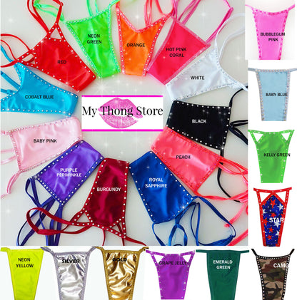 Buy One Get One HALF OFF! Rhinestone Clear Elastic string bikini  **