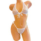 GLOWS in Black Light Neo Green Fishnet - 8 COLORS! 5 Cup sizes! Halter & Adjustable thong set! Rave outfits Stripper bikini Exotic dancewear