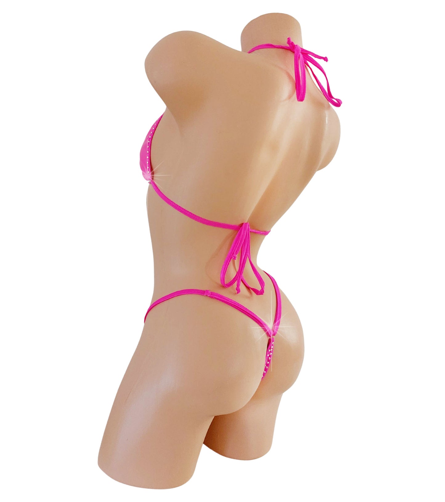 New! Wet Look Vinyl Rhinestone RAVE G-string Bikini Set