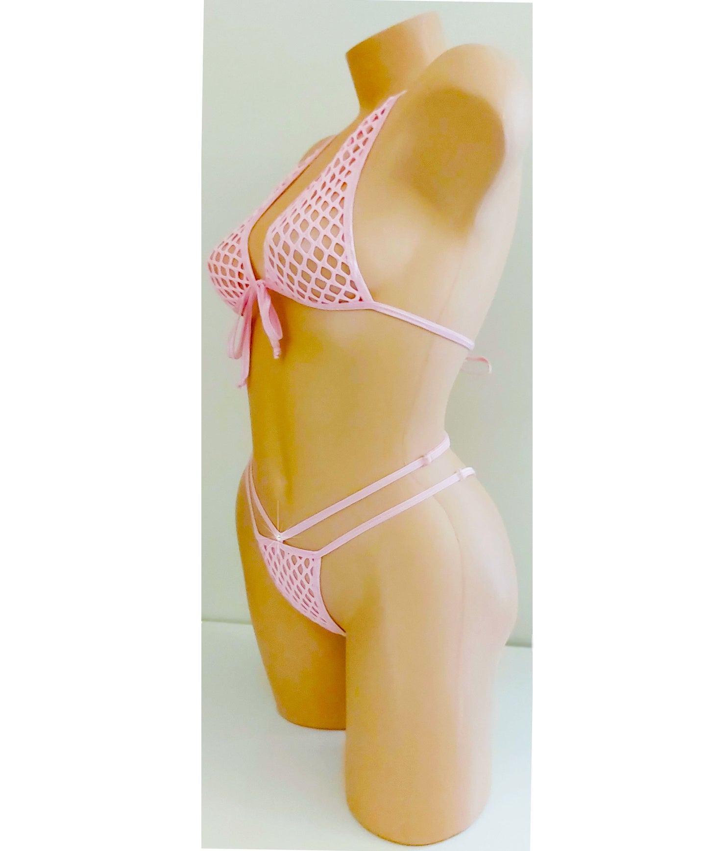 NEW COLOR! Rave Festival Exotic Dancewear Fluffy Fishnet Bikini halter set -