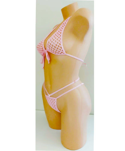 NEW COLOR! Rave Festival Exotic Dancewear Fluffy Fishnet Bikini halter set -